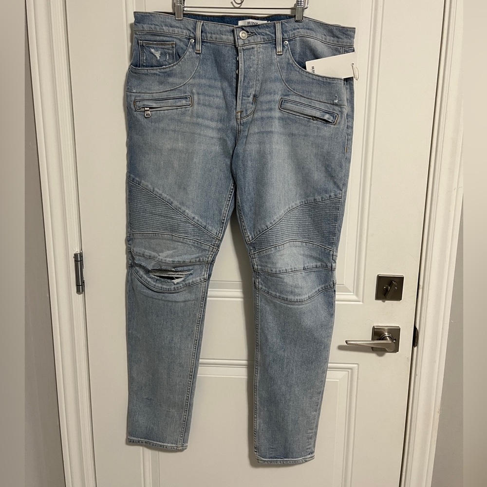 NWT - Hudson Jeans Men’s Italian Denim Distressed Skinny Jeans - Size 38